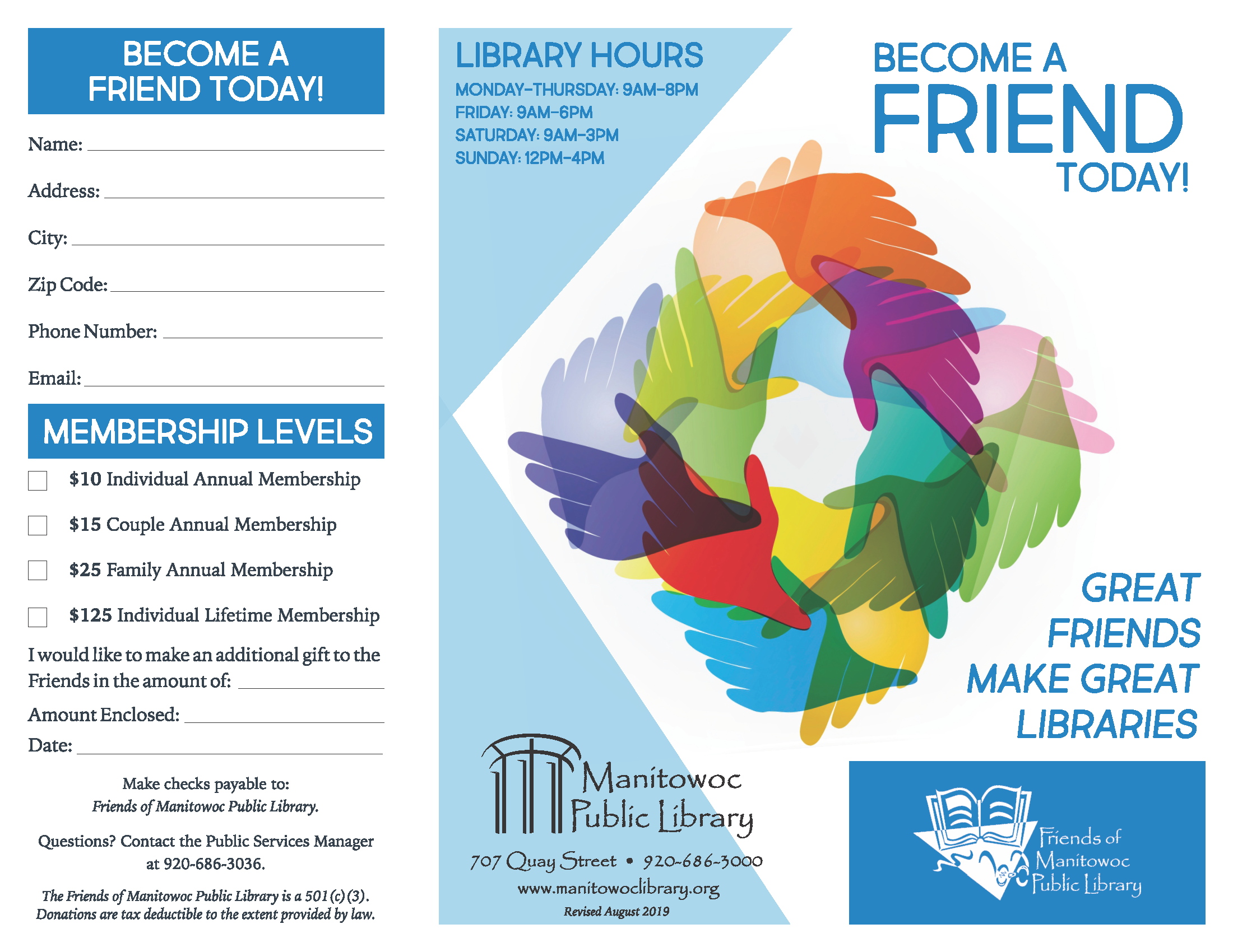 Friends of the Library Manitowoc Public Library Friends of the Library Manitowoc Public Library